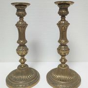 Pair of candle holders torches gilded bronze patinated style louis xvi period 19th century