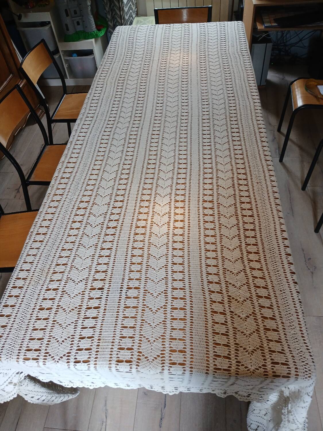 Dessus de lit ancien en crochet fait main