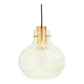 Mid-Century Bubble Glass & Brass Ceiling Light - H. Tynell for Limburg, 60s