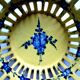 Malicorne cup, yellow enamel and blue flowers signed TE Emile Tessier