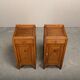 Art Deco Amsterdam School Nightstands oak wood and glass, 1930s Netherlands