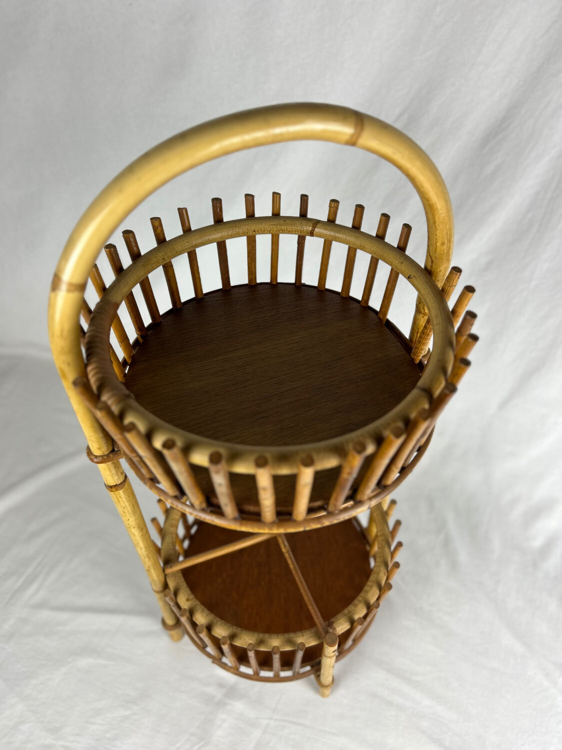Art Deco style rattan work basket serving cart