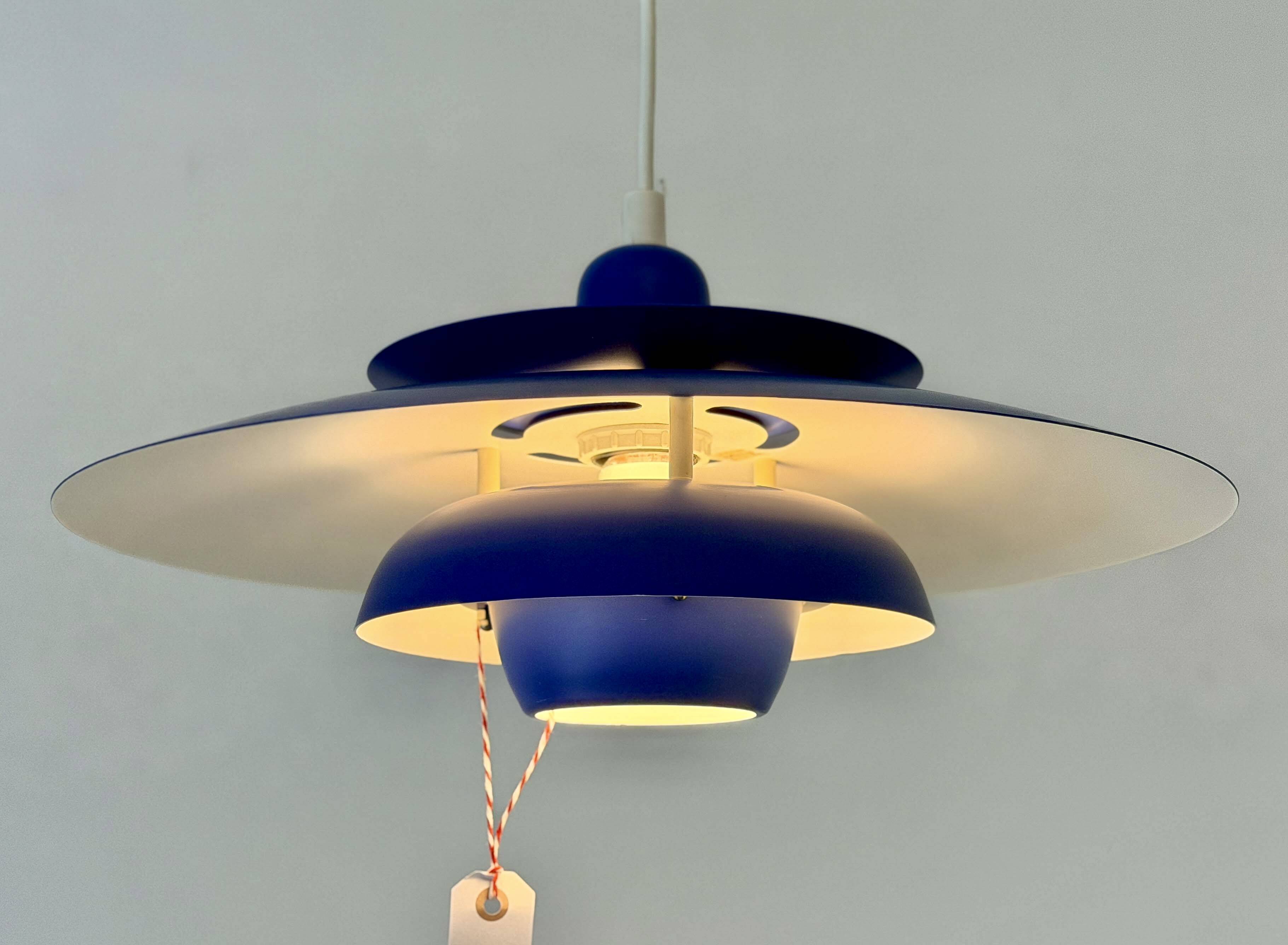 Suspension danoise El-Light bleu cobalt, années 1970
