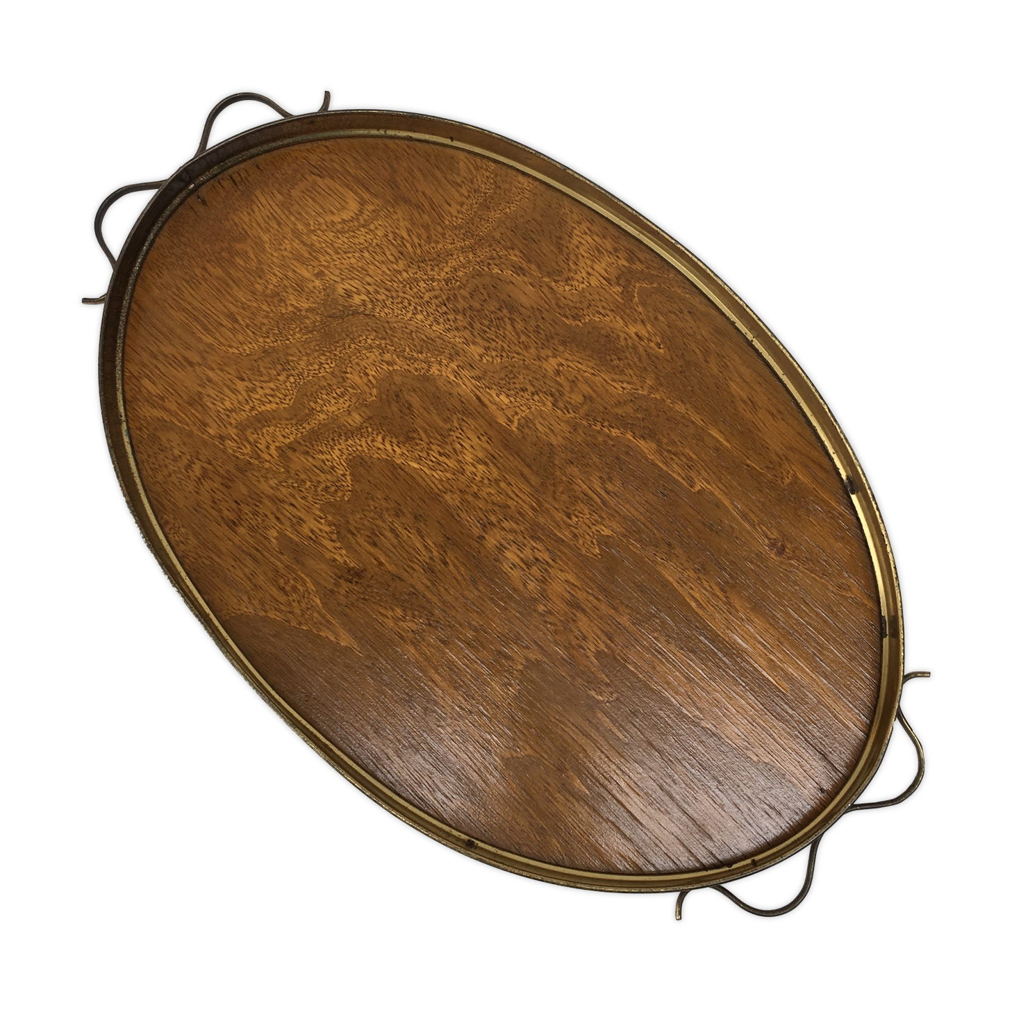 Presentation tray in wood and brass