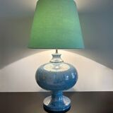 Iridescent blue ceramic lamp from the 80s