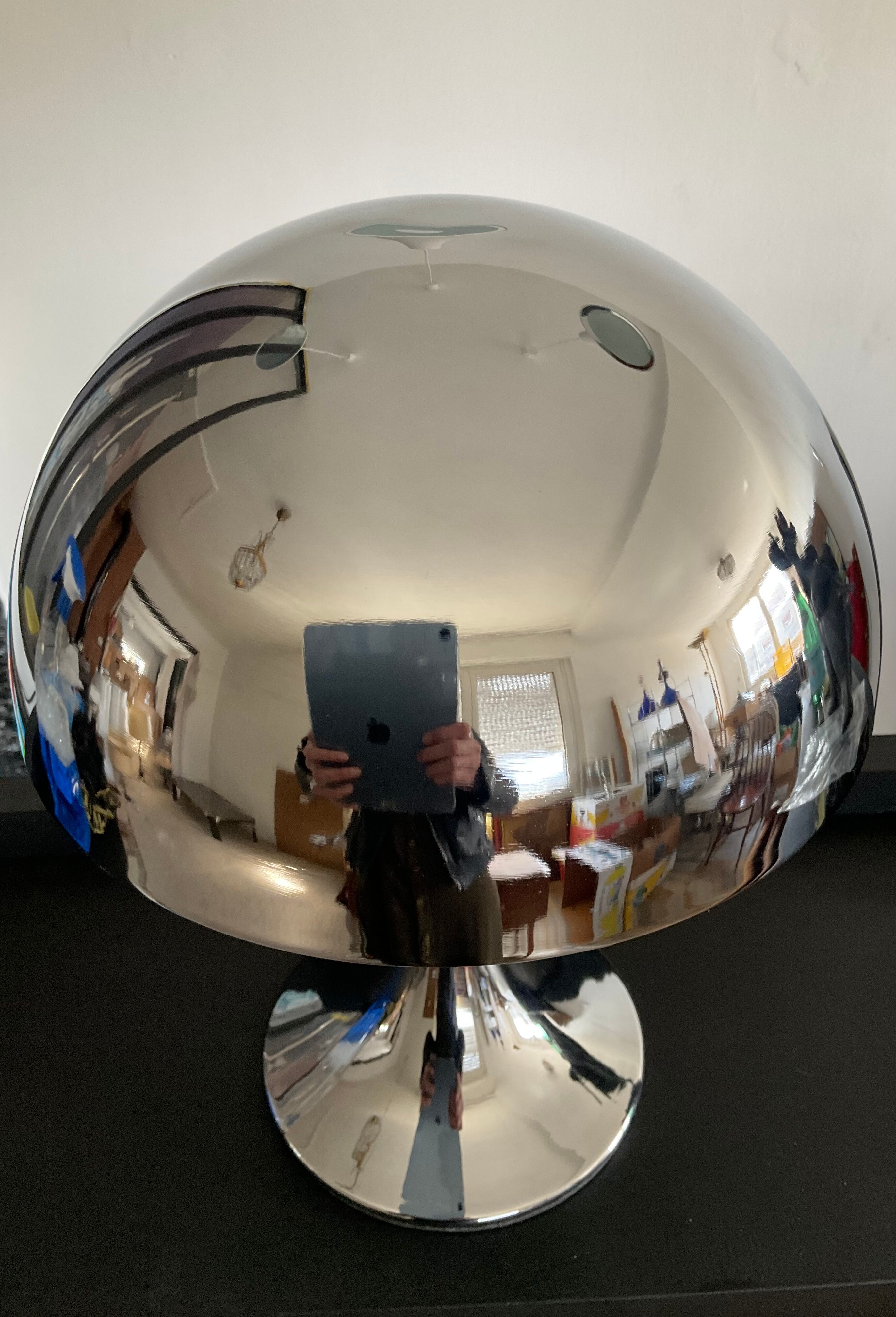 Vintage mushroom lamp 80s in chrome metal
