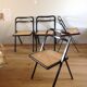 4 folding chairs cannage and black metal Cidue