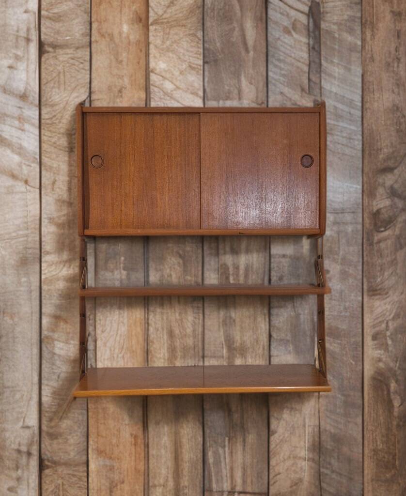 Ergo teak wall shelves, Vintage Scandinavian 1960s