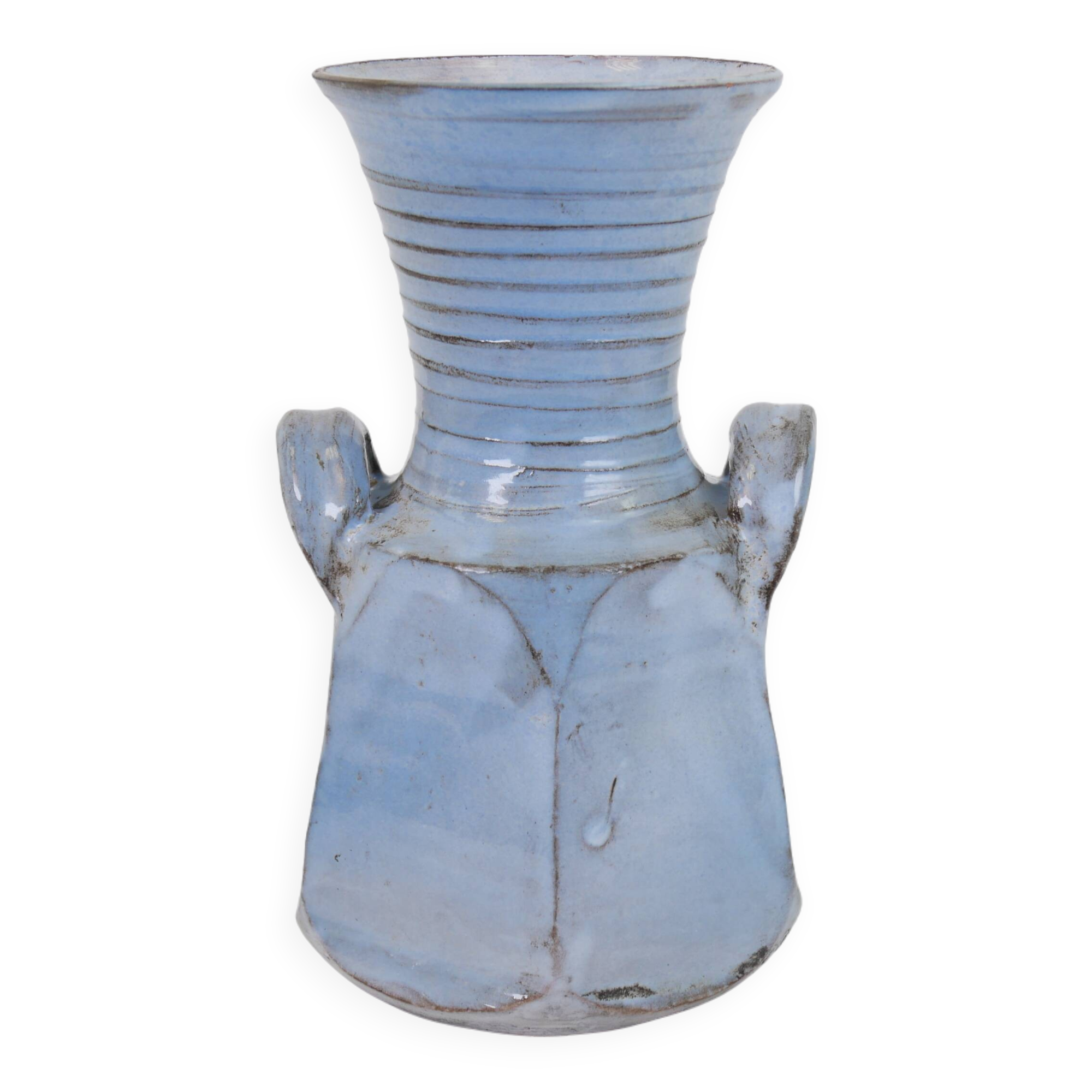 Sky blue glazed ceramic vase