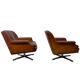 Paire de fauteuils pivotants vintage en cuir cognac par Eugen Schmidt