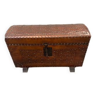1950s leather studded dome trunk