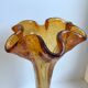 Vase corolle en verre de biot ambré années 60
