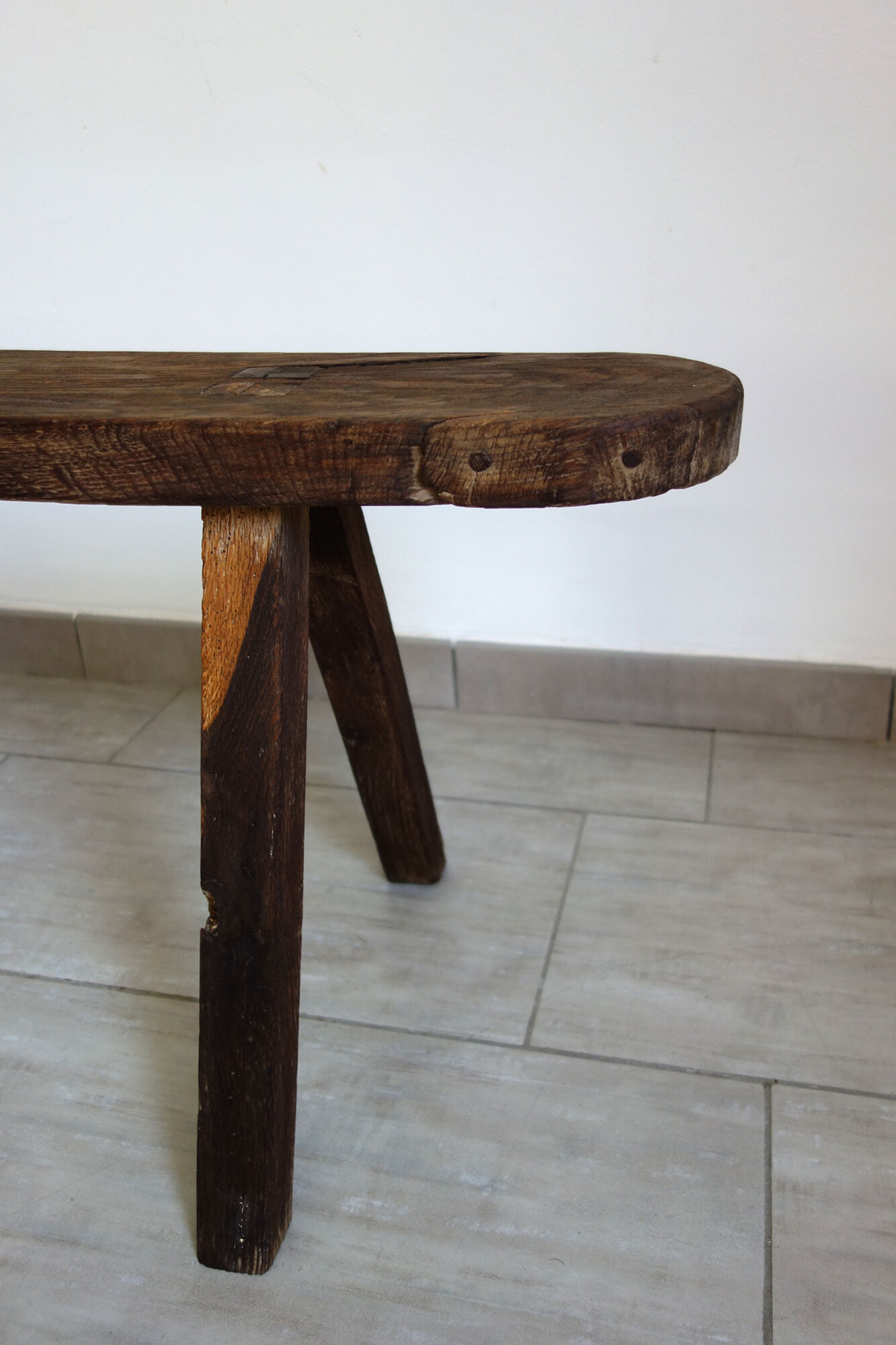 Primitive oak bench late 19th century