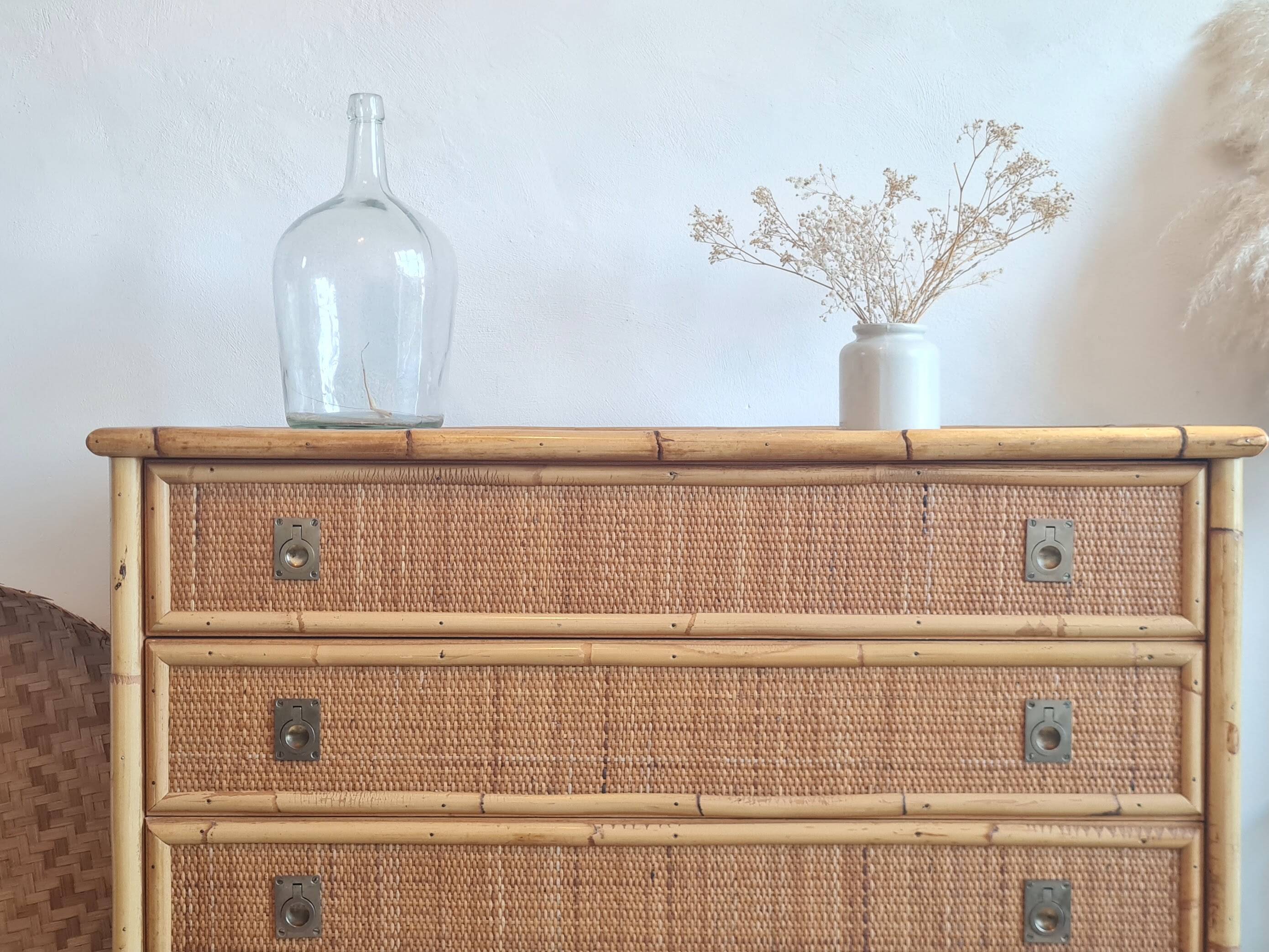 Rattan chest of drawers circa 1970 - Dal Vera