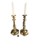 Charming Pair of Victorian Brass Candlesticks with Octagonal Bases - Matching Antique Candle Holders