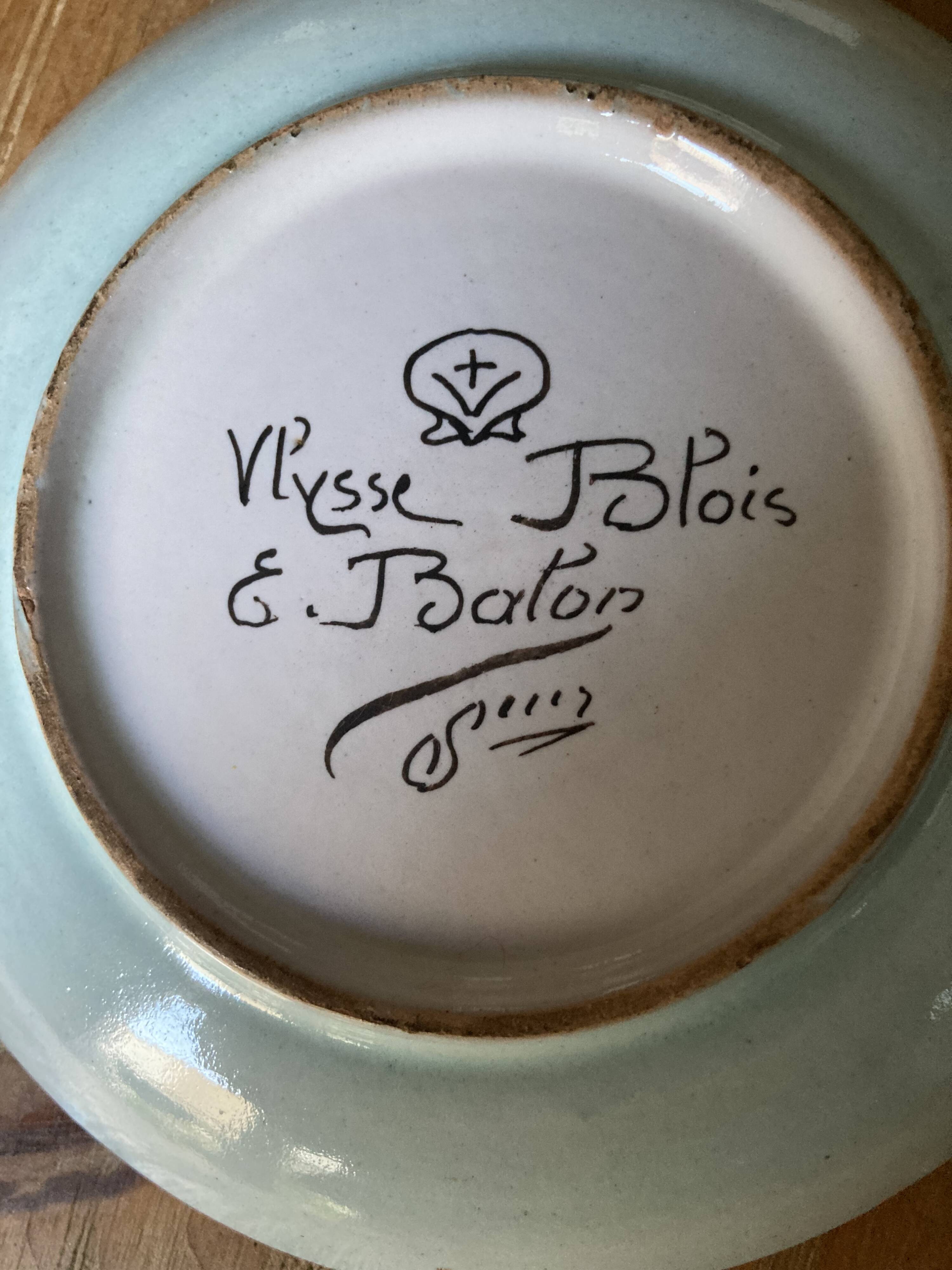 Small antique plate from Blois – ermine decoration – Émile Balon