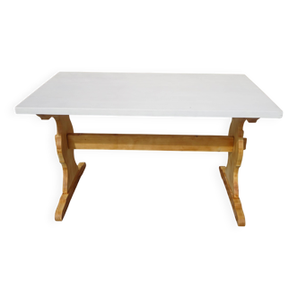 Solid pine table, white top