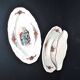 Sarreguemines sauce boat and dish in earthenware with "Obernai" decoration by Henri Loux