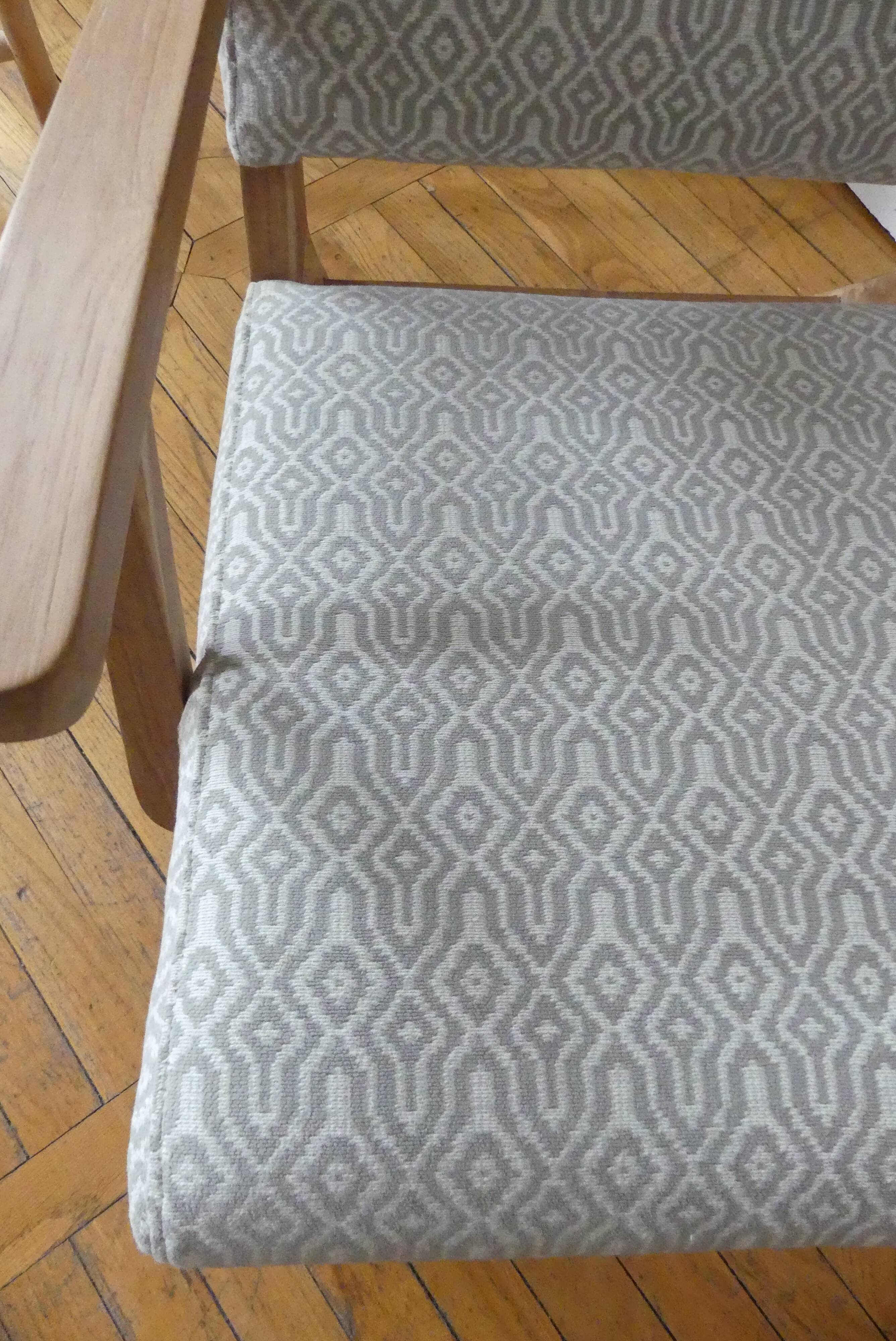 Teak armchair and fabric