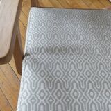 Teak armchair and fabric