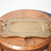 Vintage brass top, E.Roblin Villedieu Manche, handle tray, tableware, hammered top