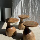 Solid wood side table (monoxyl) organic shape natural color
