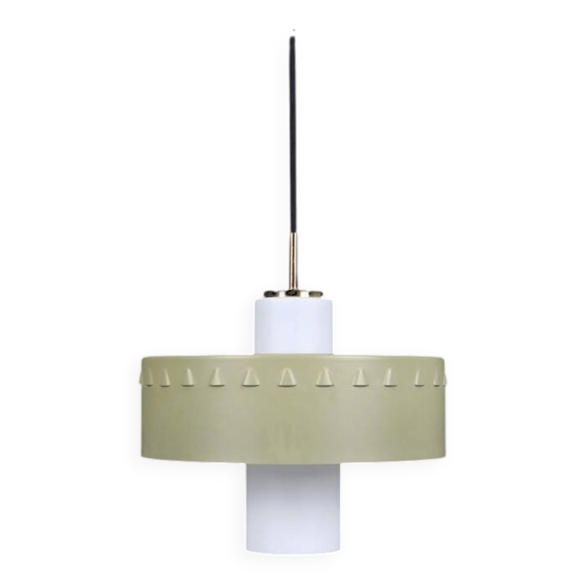Mid-century pendant lamp / opal glass / brass / light green / Danish modern design / 1960s / 1970s