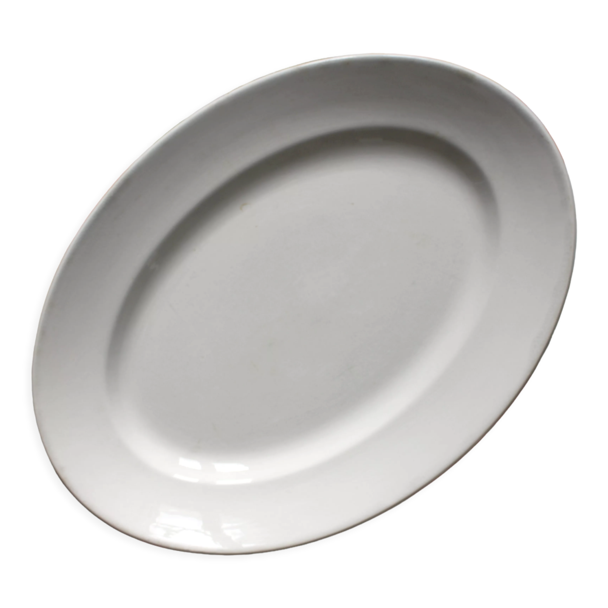 Oval white ironstone dish from Digoin and Sarreguemines