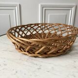 Large round rattan basket vintage 60s-70s