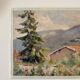 Oil painting on canvas "Mountain, fir tree and house" no. 51