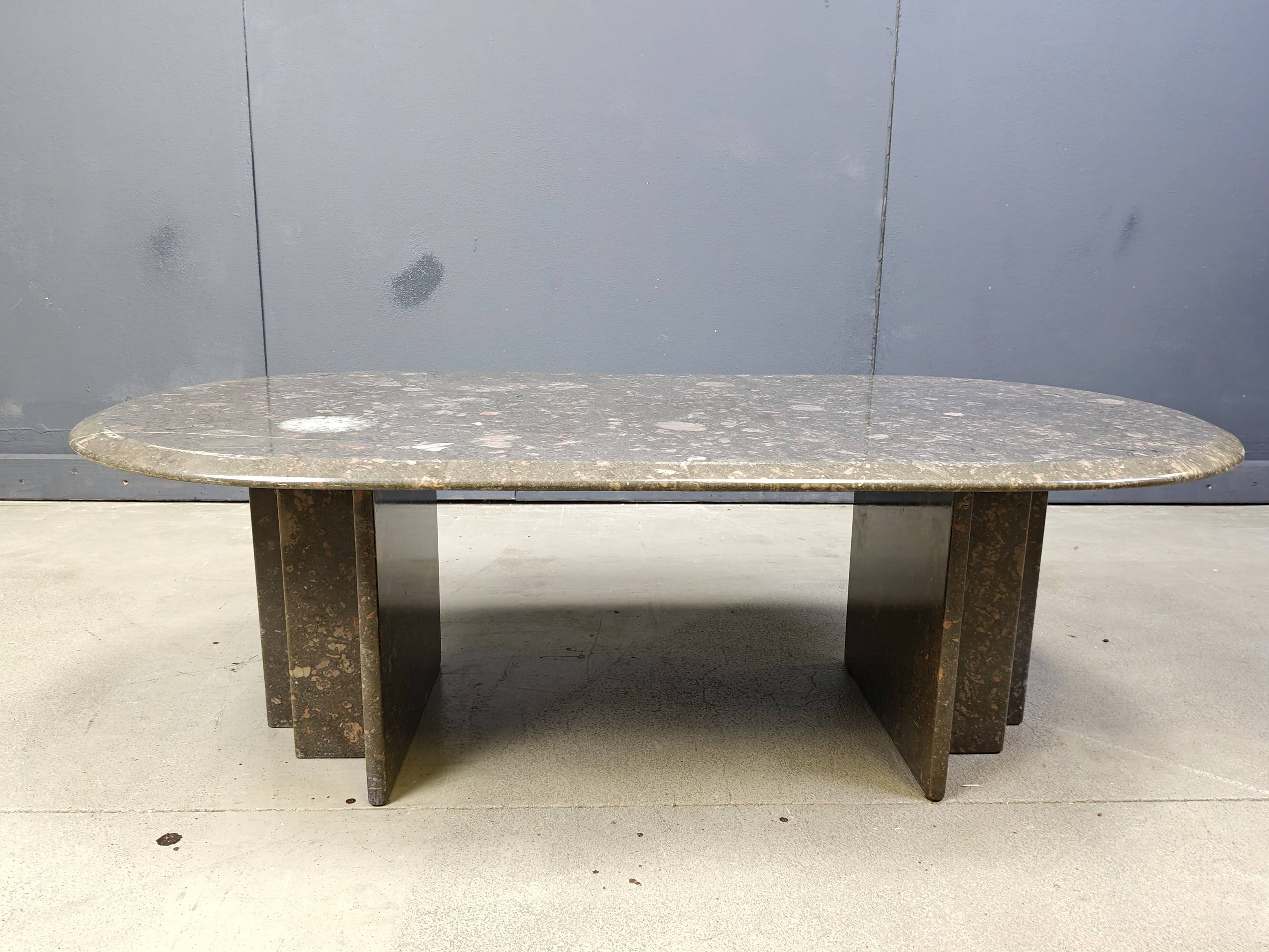 Vintage italian grey marble coffee table, 1970s