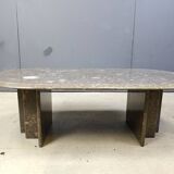 Vintage italian grey marble coffee table, 1970s