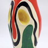 Service (vase et verres en céramique émaillée) signé Roland Brice