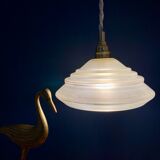 Vintage lampshade pendant lamp in pearlescent glass