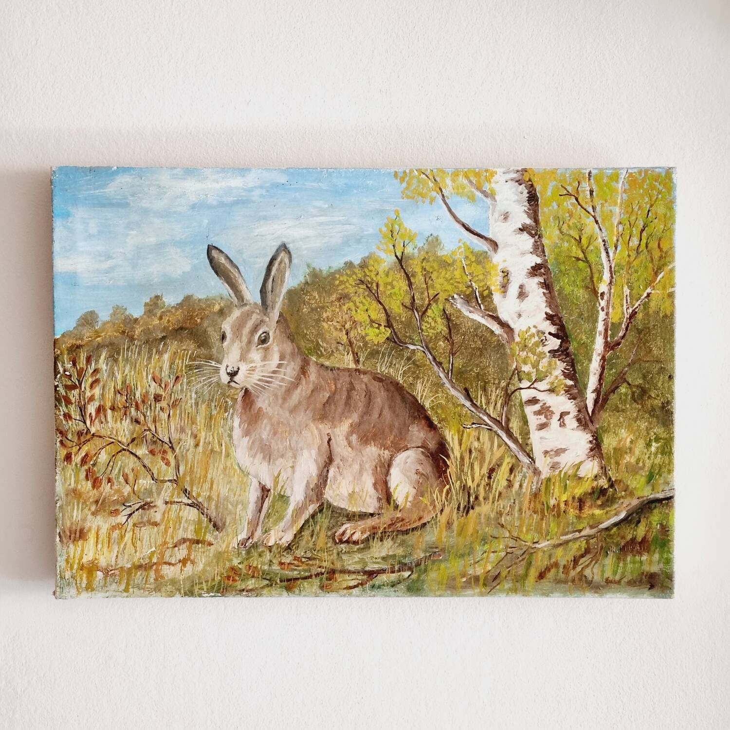Oil on canvas hare rabbit