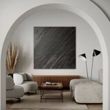 Monochrome black minimalist abstract painting