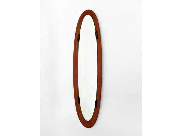 Design mirror with frame in teak, 50s - 140x30cm