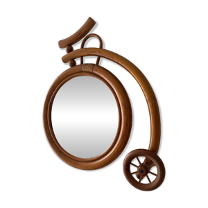 Rare Miroir mural bicyclette - bambou rotin