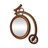 Rare wall mirror bicycle made of bamboo and rattan from the 1960s.