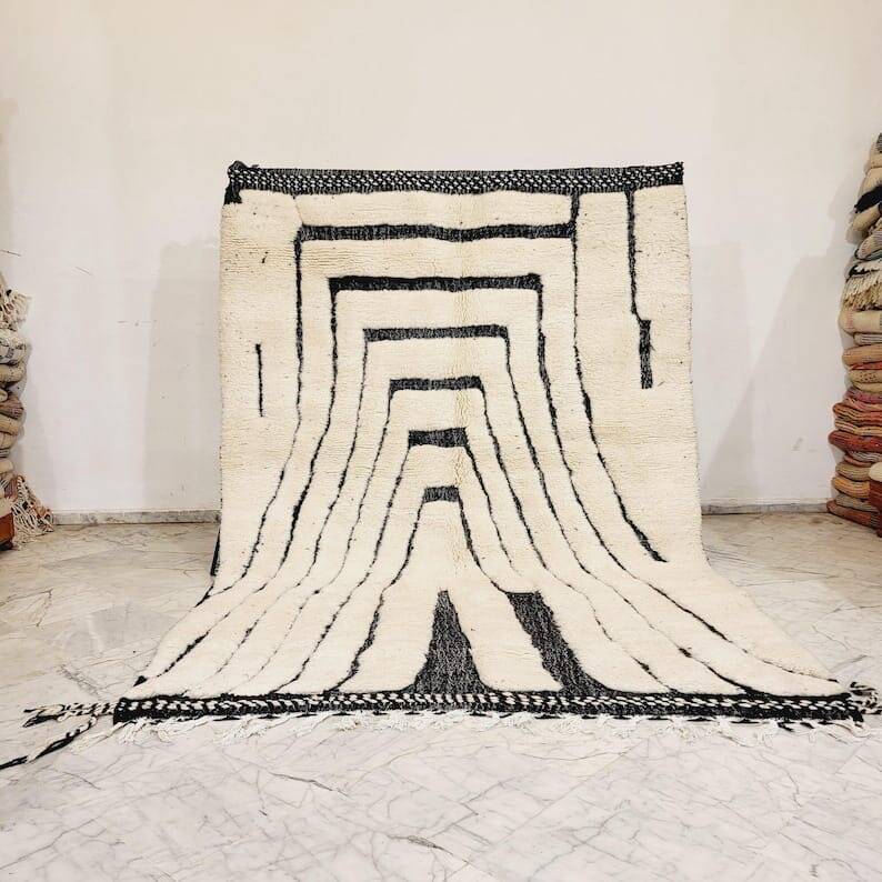Tapis marocain sur mesure blanc traditionnelle taille 2,5/3,5 m