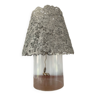 Vintage glass and aluminum lamp from the 70s