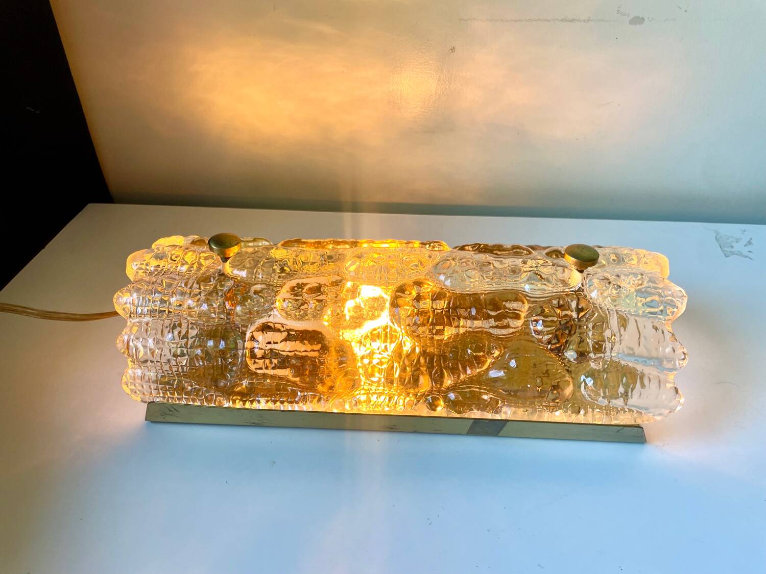 Glass & Brass wall sconces design by Carl Fagerlund for Orrefors /Lyfa