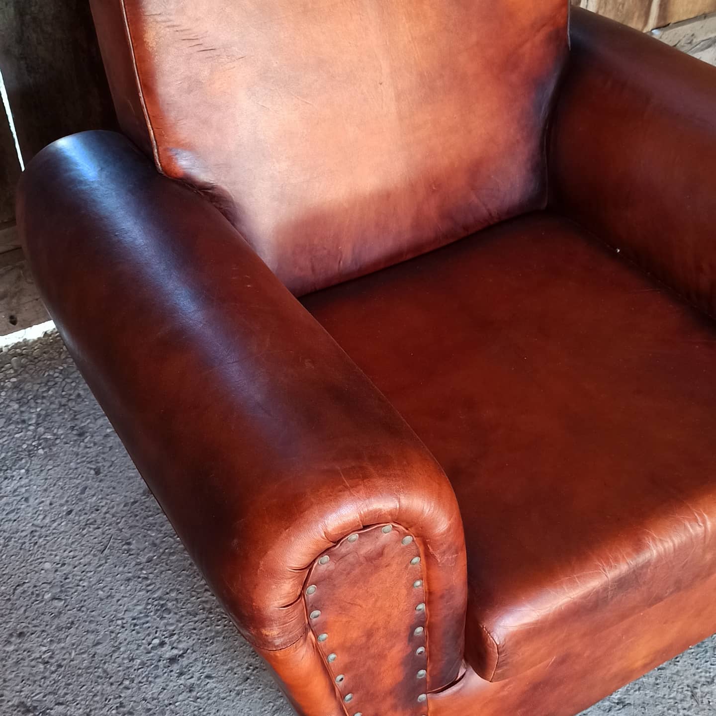 Club-style leather armchair