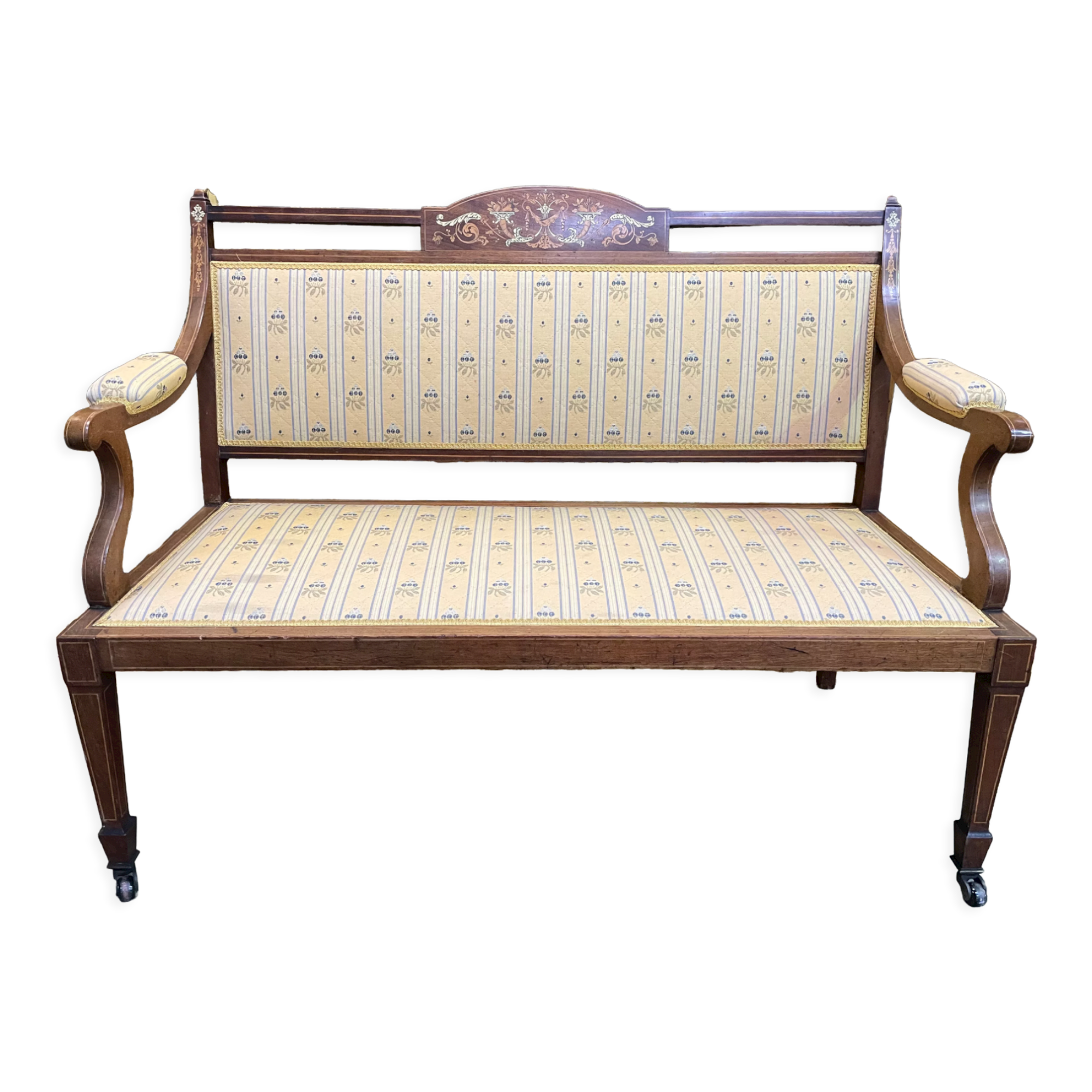 Louis XVI style marquetry bench