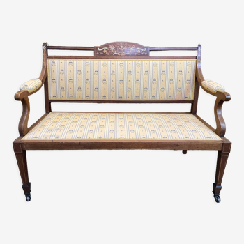 Louis XVI style marquetry bench