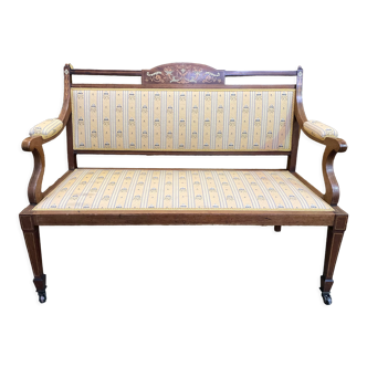 Banquette de style Louis XVI en marqueterie