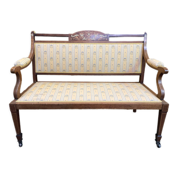 Banquette de style Louis XVI en marqueterie