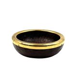 Mid-century brass and wood bowl, Italy 1970s
