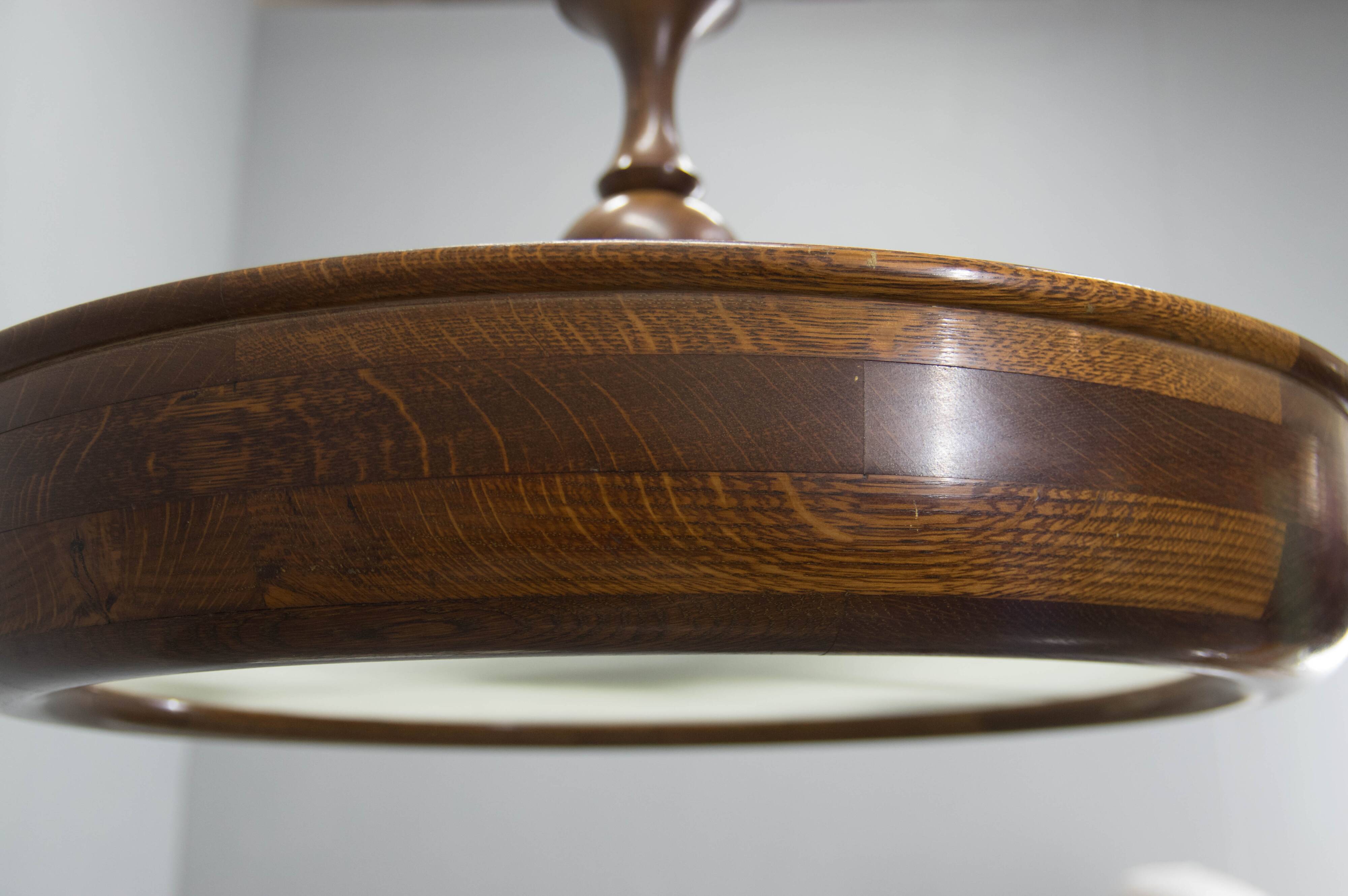 Large Wooden Art Deco Chandelier, 1930s