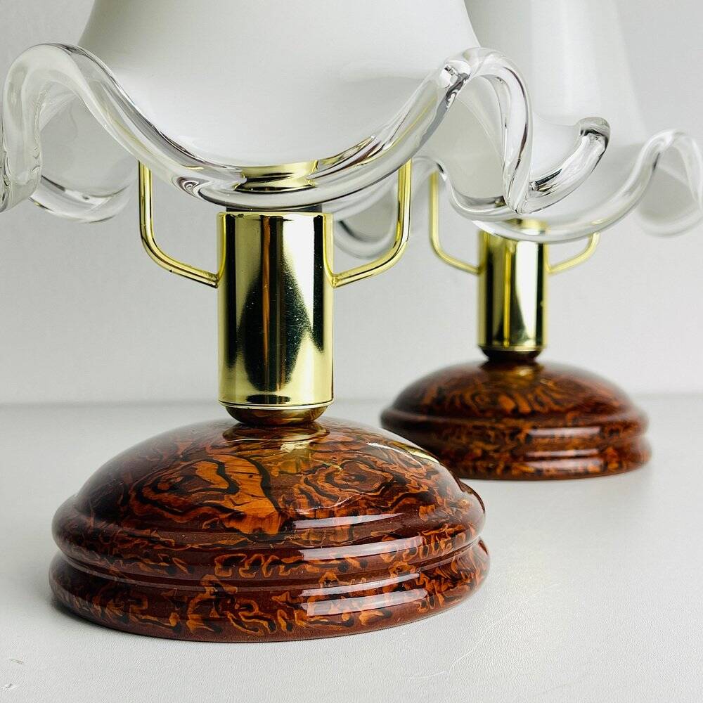 Vintage Italian table lamps in Murano glass, 1980s, set of 2.